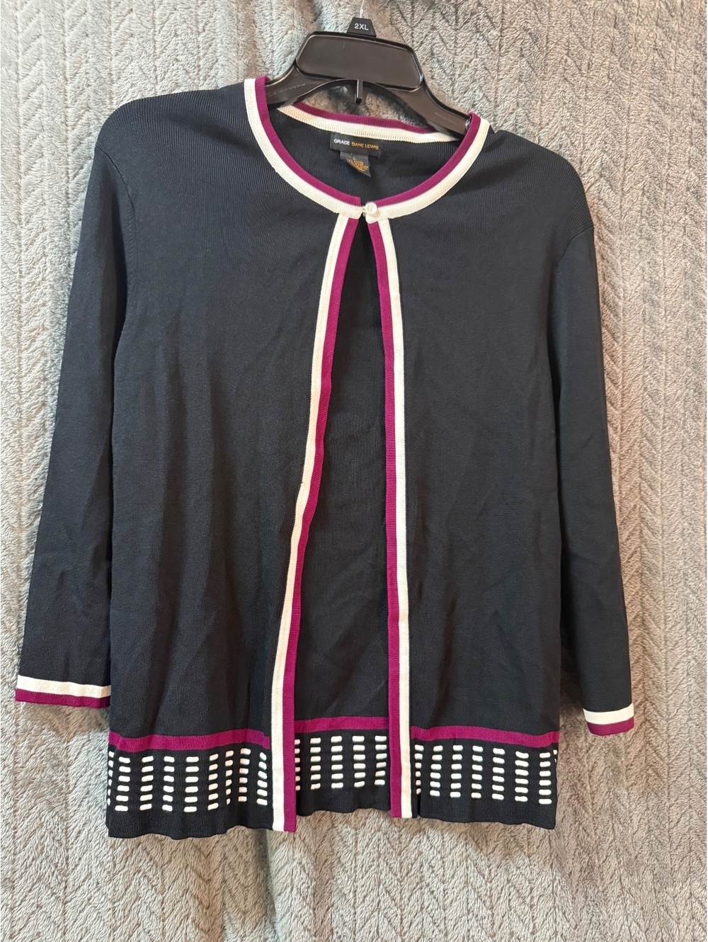 Grace Dane Lewis Women's Long Sleeve Open Front Cardigan Sweater Size L